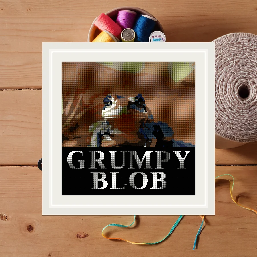 Grumpy Blob cross stitch pattern