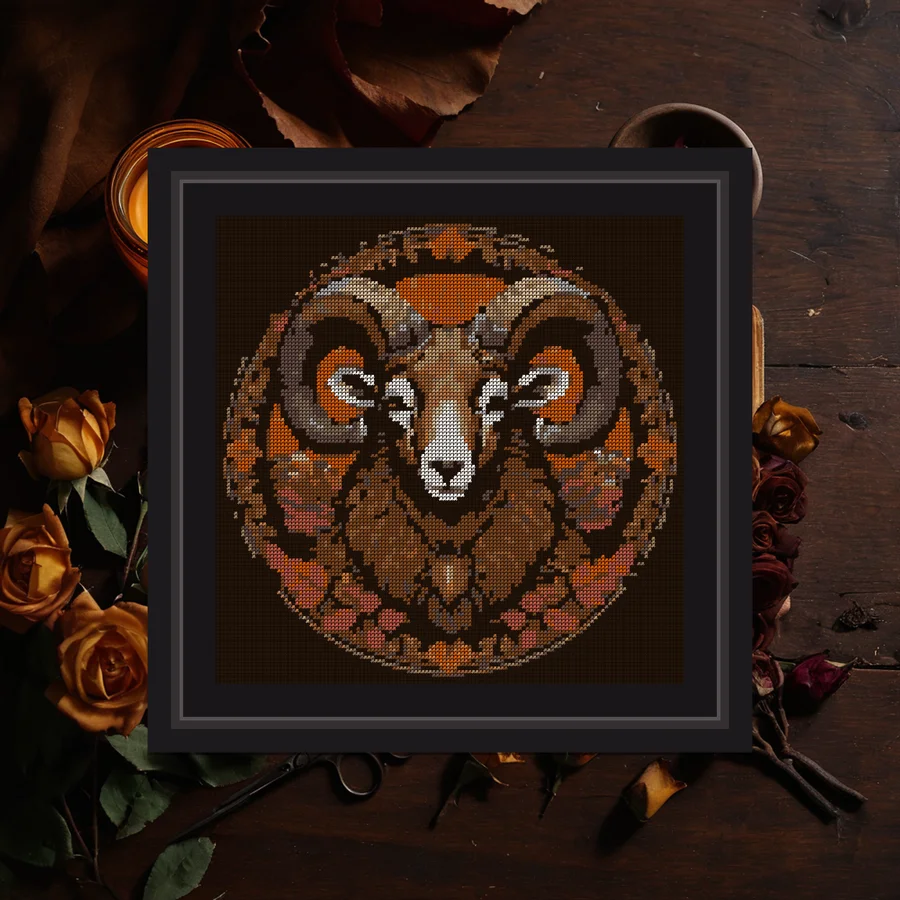 Ram And Mountain cross stitch pattern