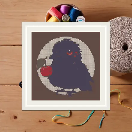 Raven And Cherry cross stitch pattern