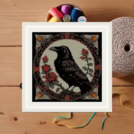 Raven And Rose cross stitch pattern