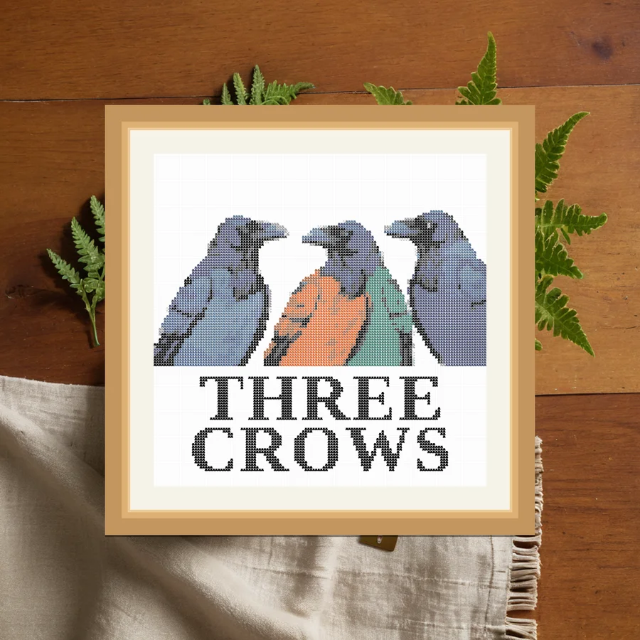 Three Crows cross stitch pattern