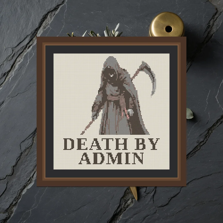 Death By Admin cross stitch pattern