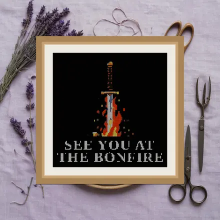 See You At The Bonfire cross stitch pattern
