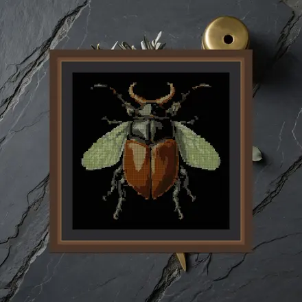 Rhinoceros Beetle cross stitch pattern