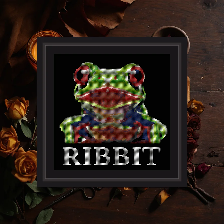 Ribbit cross stitch pattern