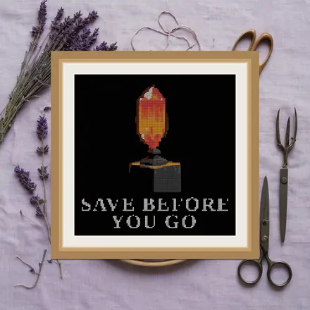 Save Before You Go cross stitch pattern