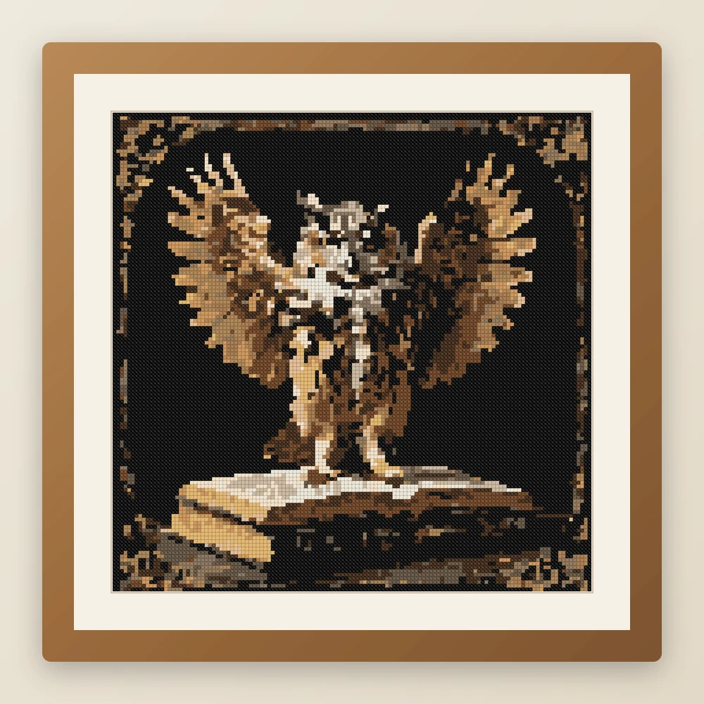 Scholar's Owl cross stitch pattern, example of a finished piece