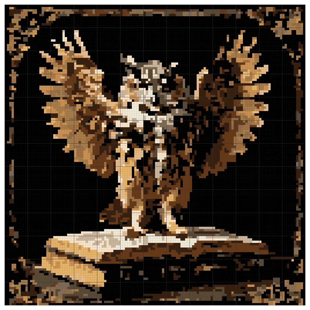 The full Scholar's Owl cross stitch chart, 130 by 130 stitches