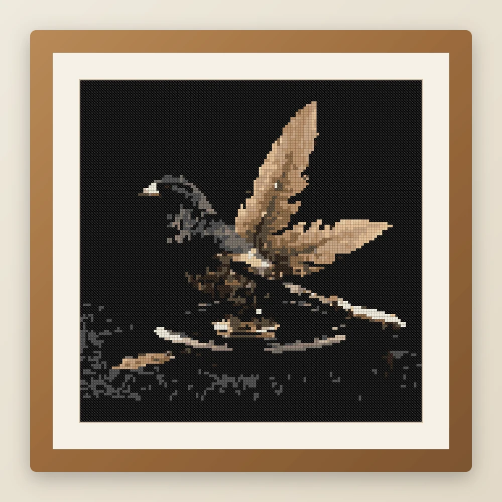Scholar's Quill cross stitch pattern, example of a finished piece