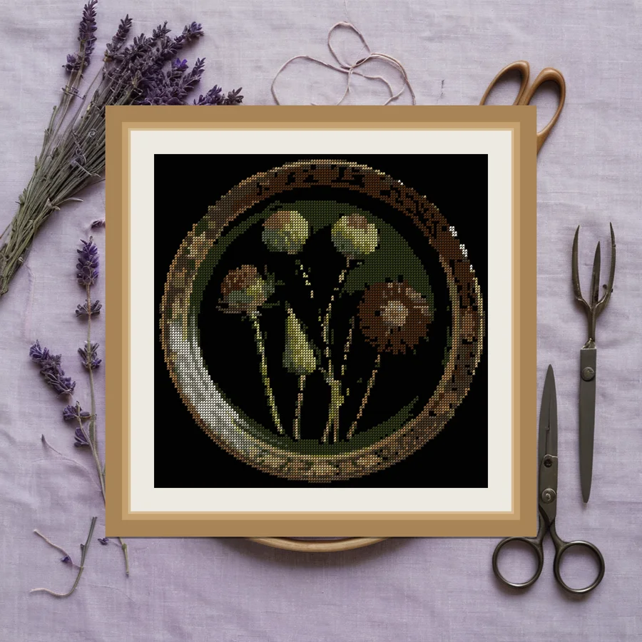 Seed Head Trio cross stitch pattern