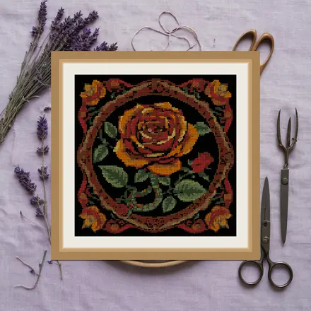 Serpent And Rose cross stitch pattern