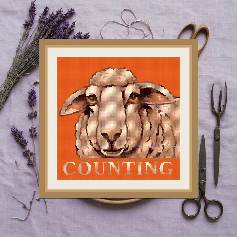 Sheep Stare cross stitch pattern