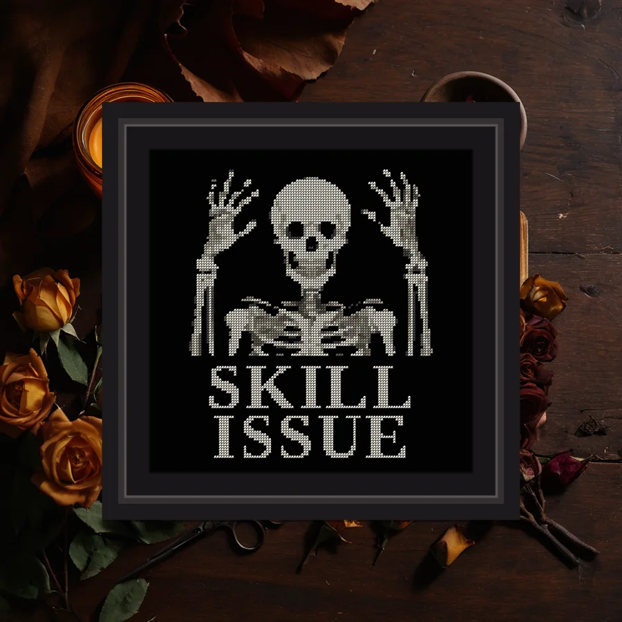 Skill Issue cross stitch pattern