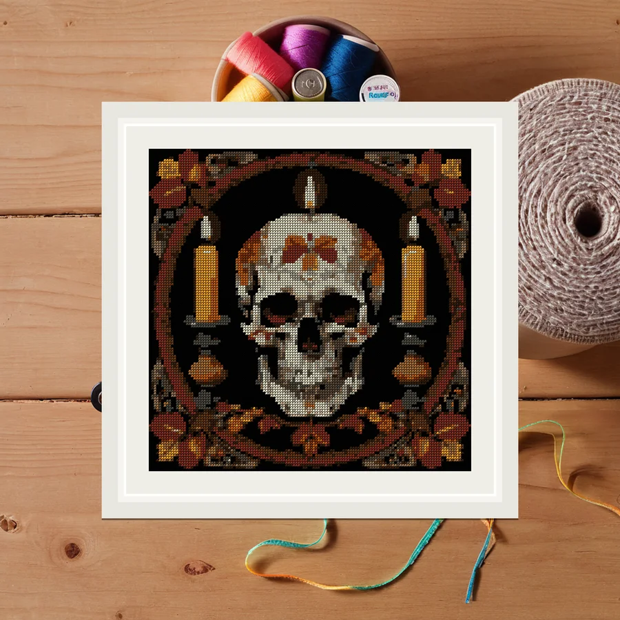 Skull And Candle cross stitch pattern