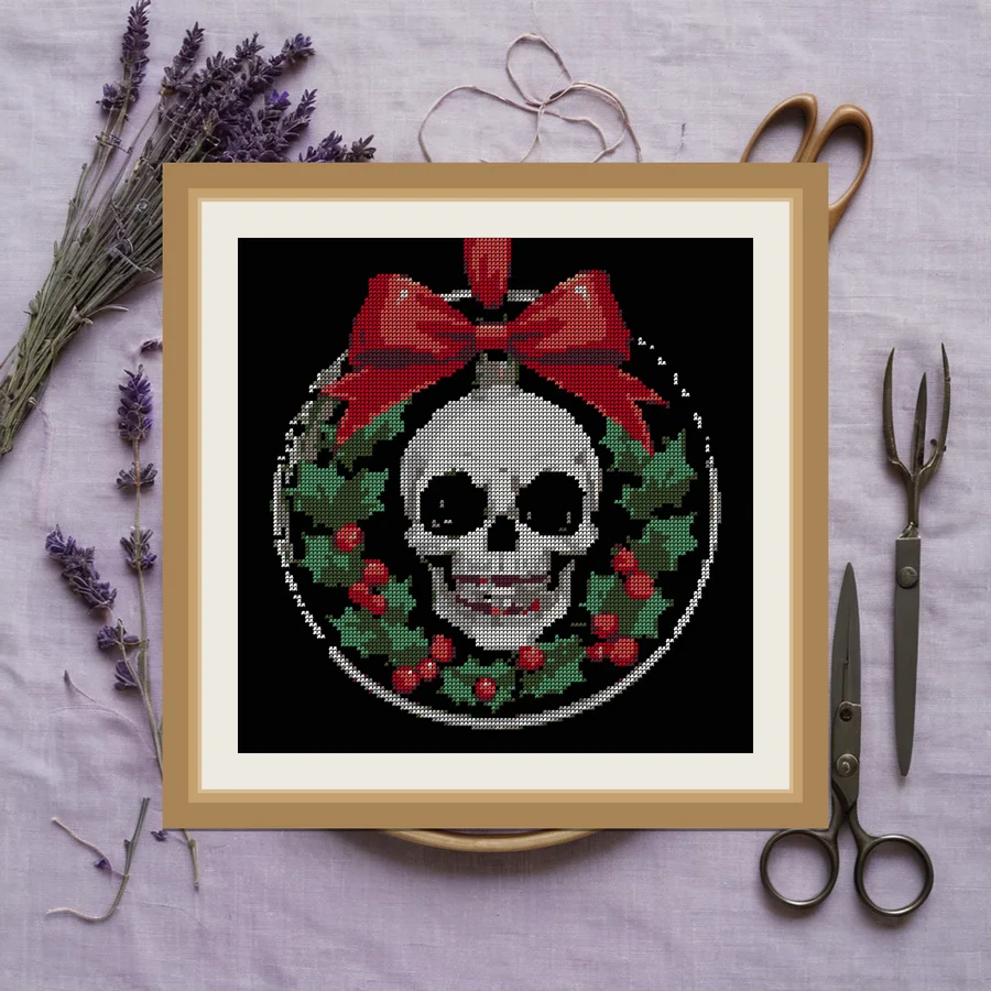 Skull Bauble cross stitch pattern