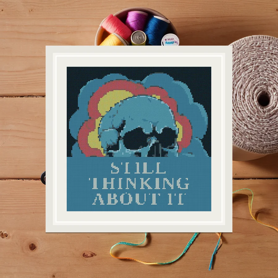 Still Thinking About It cross stitch pattern