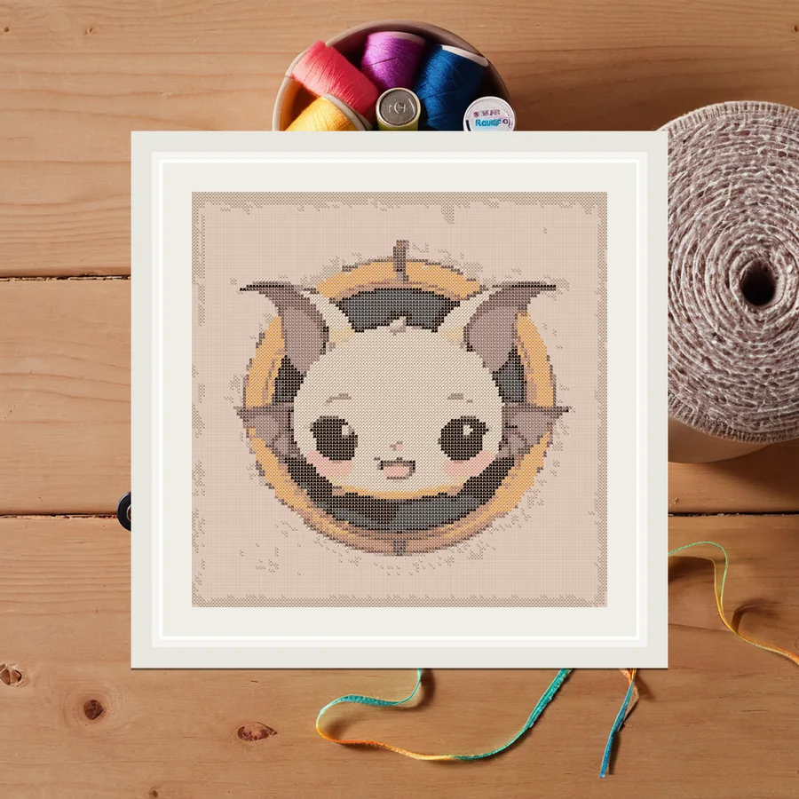 Sleepy Bat cross stitch pattern