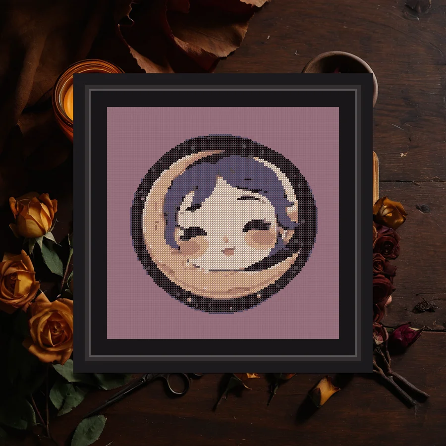 Sleepy Moon cross stitch pattern