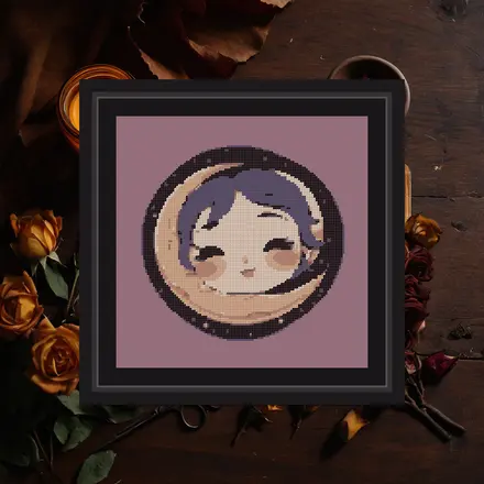 Sleepy Moon cross stitch pattern