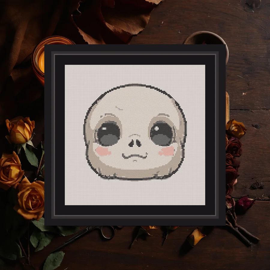 Sleepy Skull cross stitch pattern