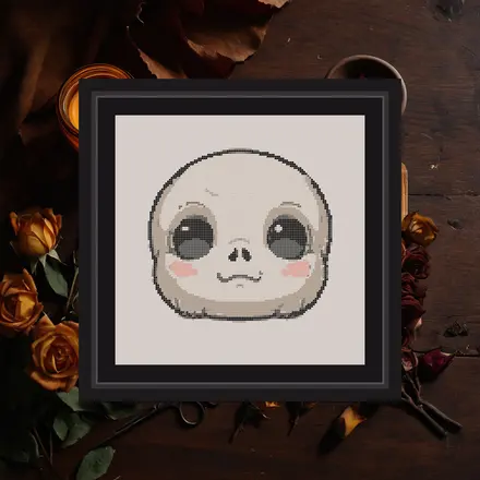 Sleepy Skull cross stitch pattern