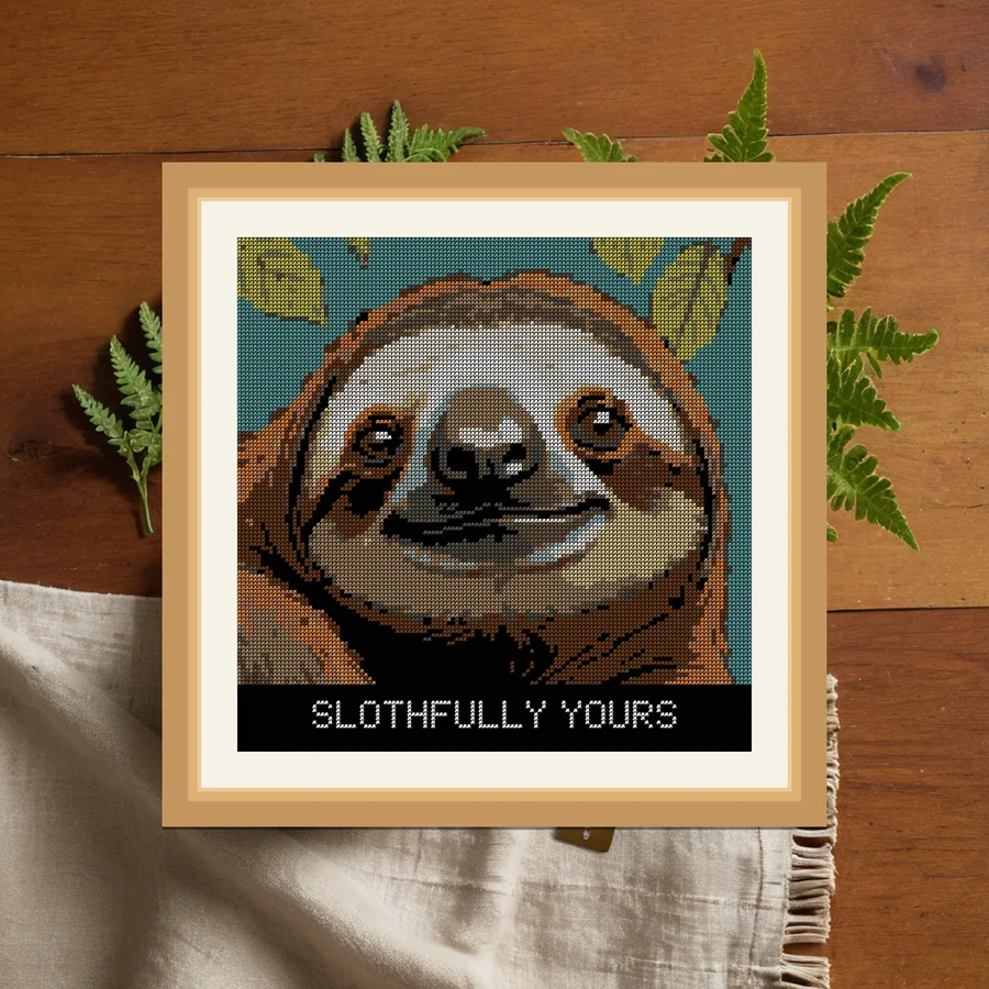 Slothfully Yours cross stitch pattern
