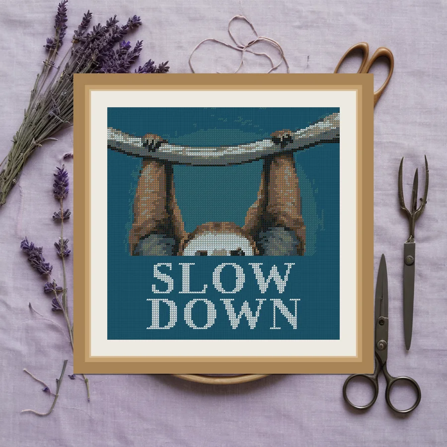 Slow Down cross stitch pattern