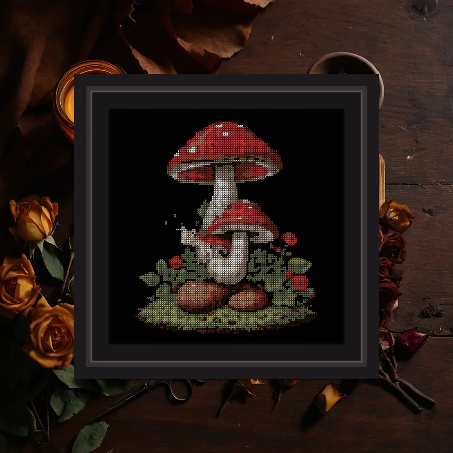 Snail On Toadstool cross stitch pattern