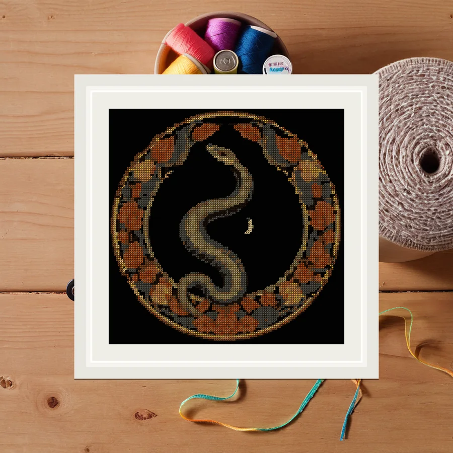 Snake And Moon cross stitch pattern