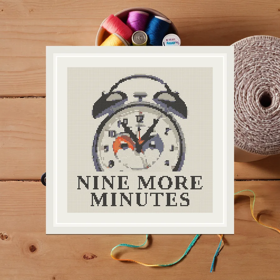 Nine More Minutes cross stitch pattern