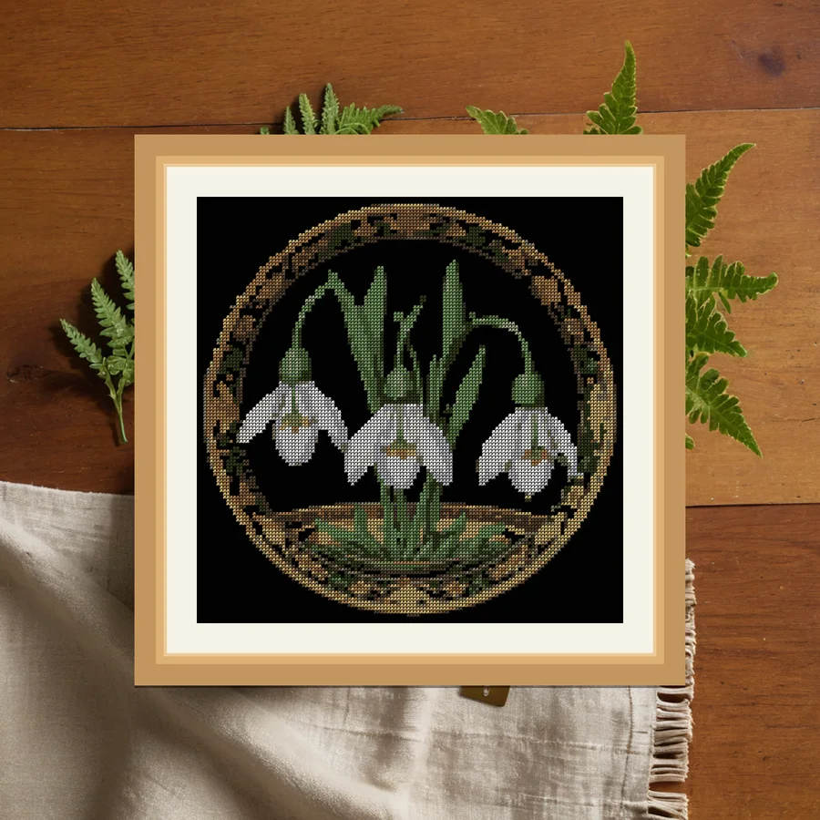Snowdrop Trio cross stitch pattern