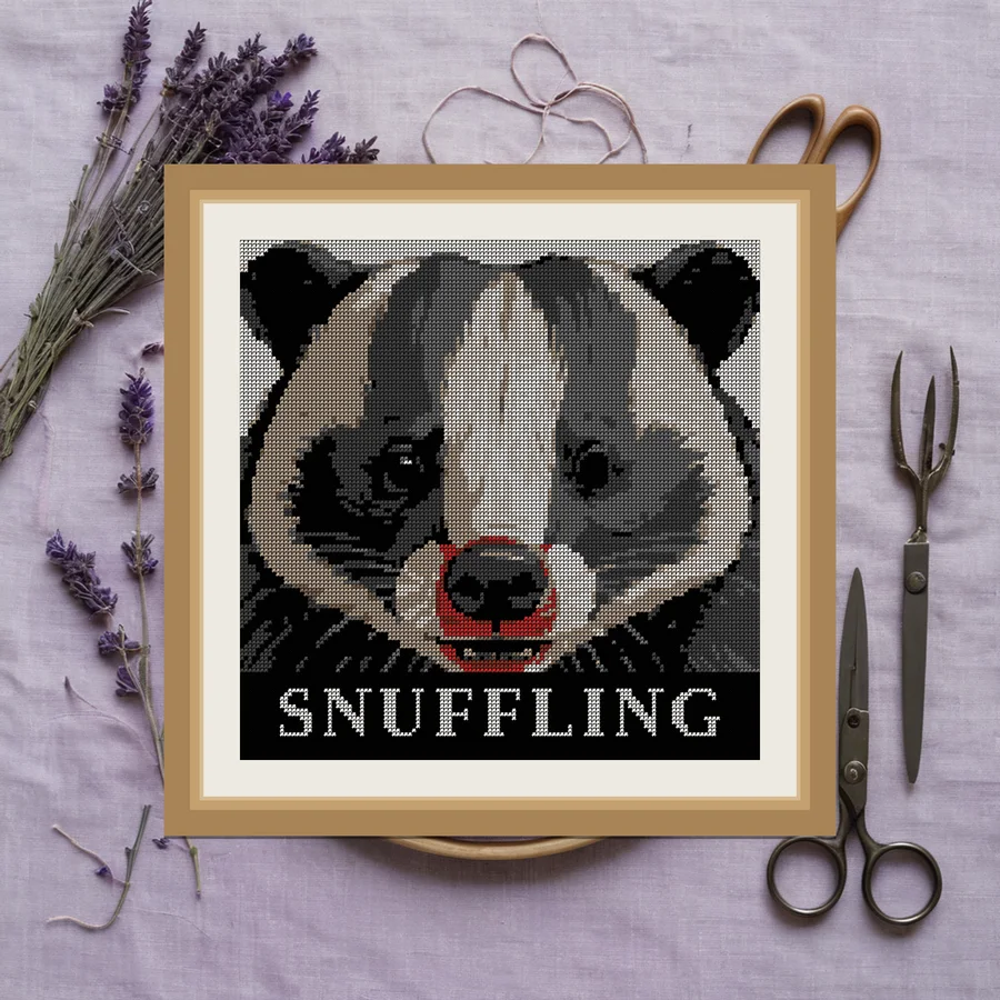 Snuffling cross stitch pattern