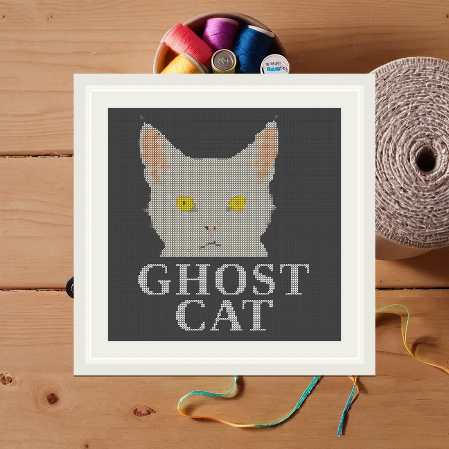Ghost Cat cross stitch pattern