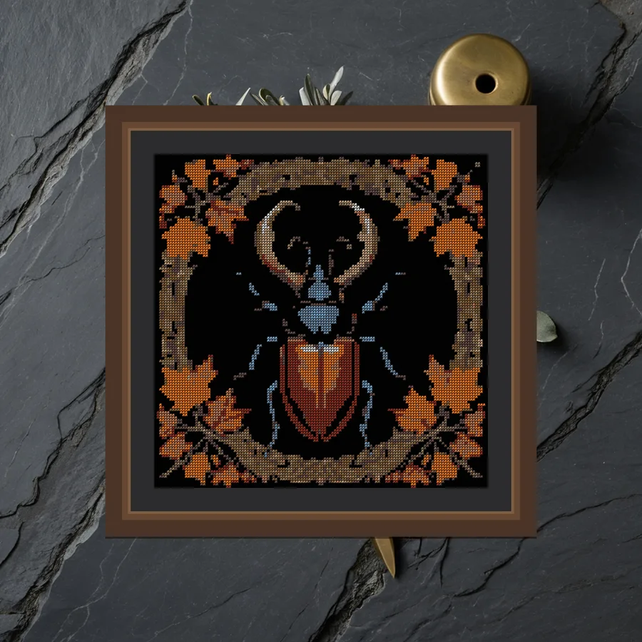 Stag Beetle And Oak cross stitch pattern