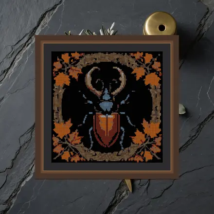 Stag Beetle And Oak cross stitch pattern