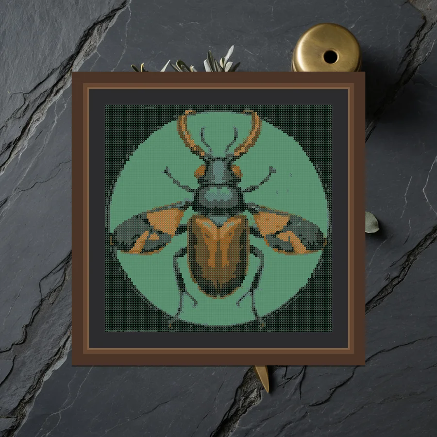 Stag Beetle Plate cross stitch pattern