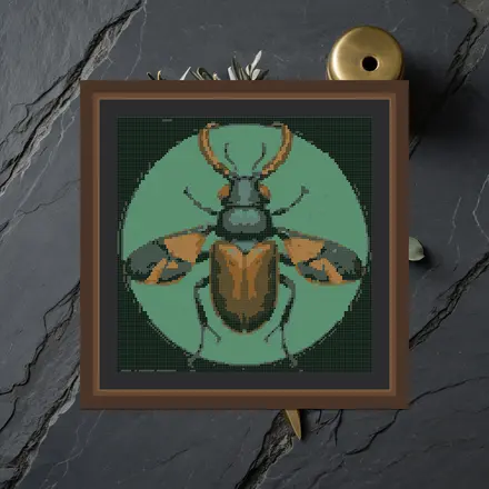 Stag Beetle Plate cross stitch pattern
