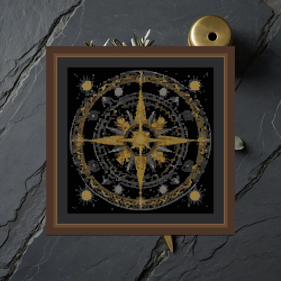 Star Map Compass cross stitch pattern