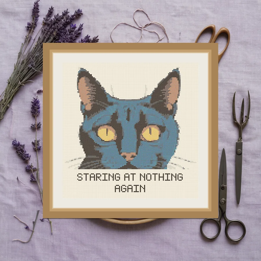 Staring At Nothing Again cross stitch pattern