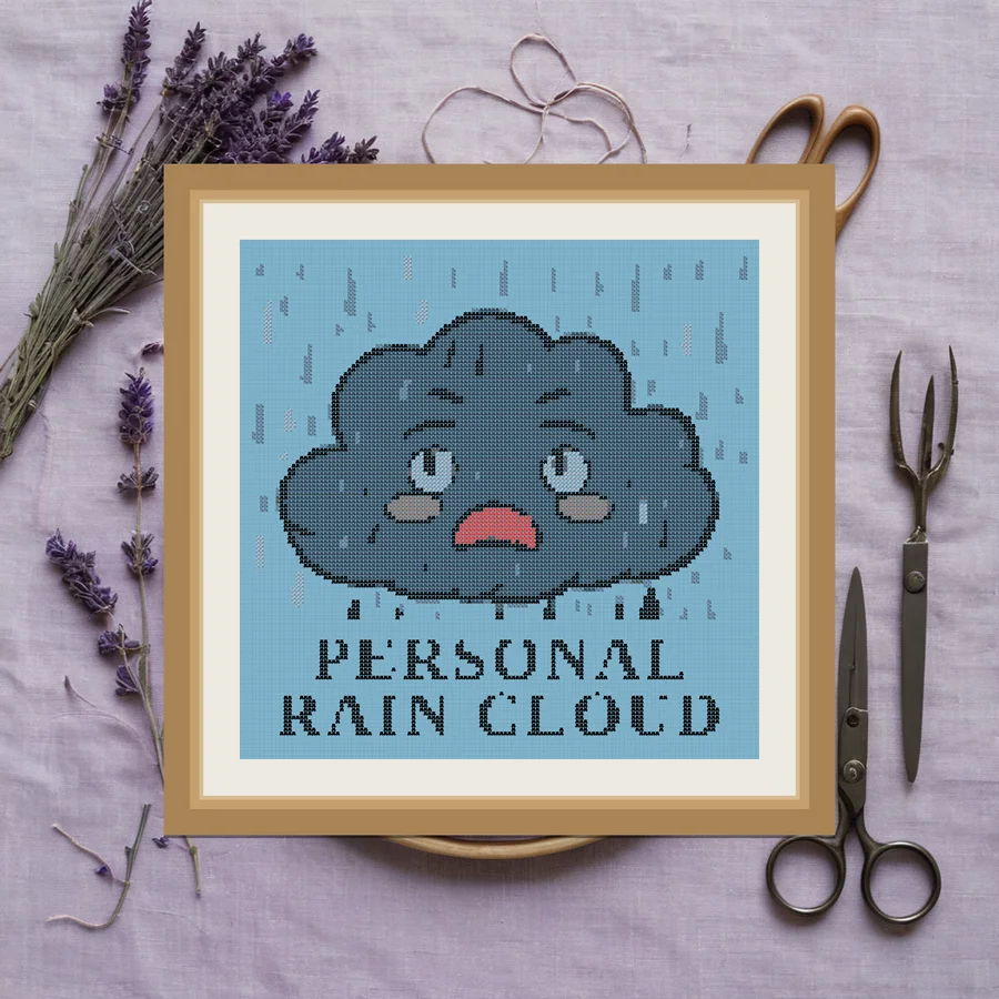 Personal Rain Cloud cross stitch pattern