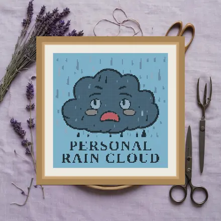 Personal Rain Cloud cross stitch pattern