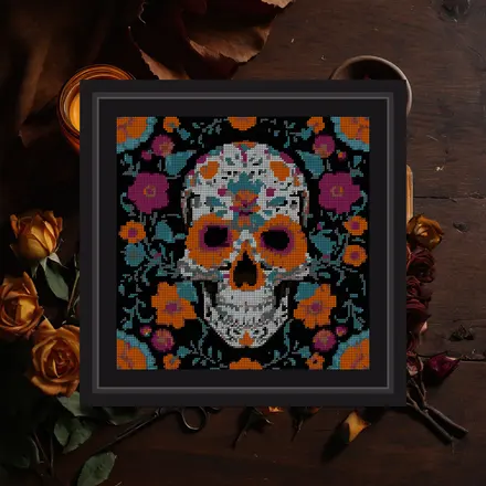 Sugar Skull And Roses cross stitch pattern
