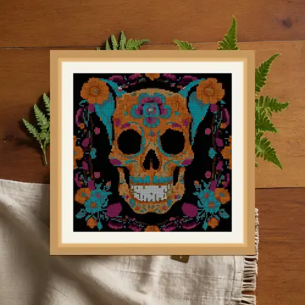 Sugar Skull Dog cross stitch pattern
