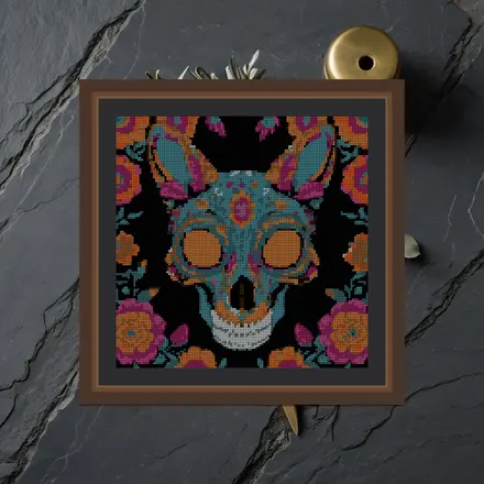 Sugar Skull Fox cross stitch pattern