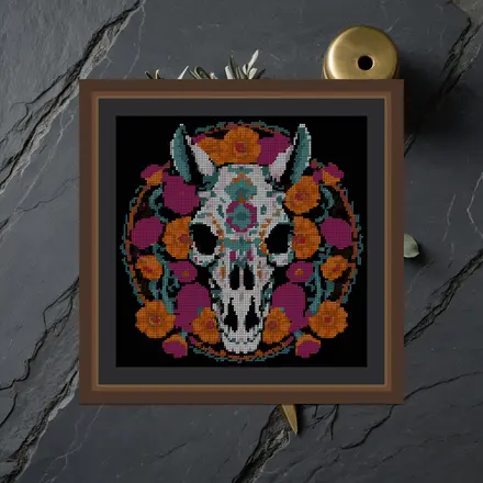 Sugar Skull Horse cross stitch pattern