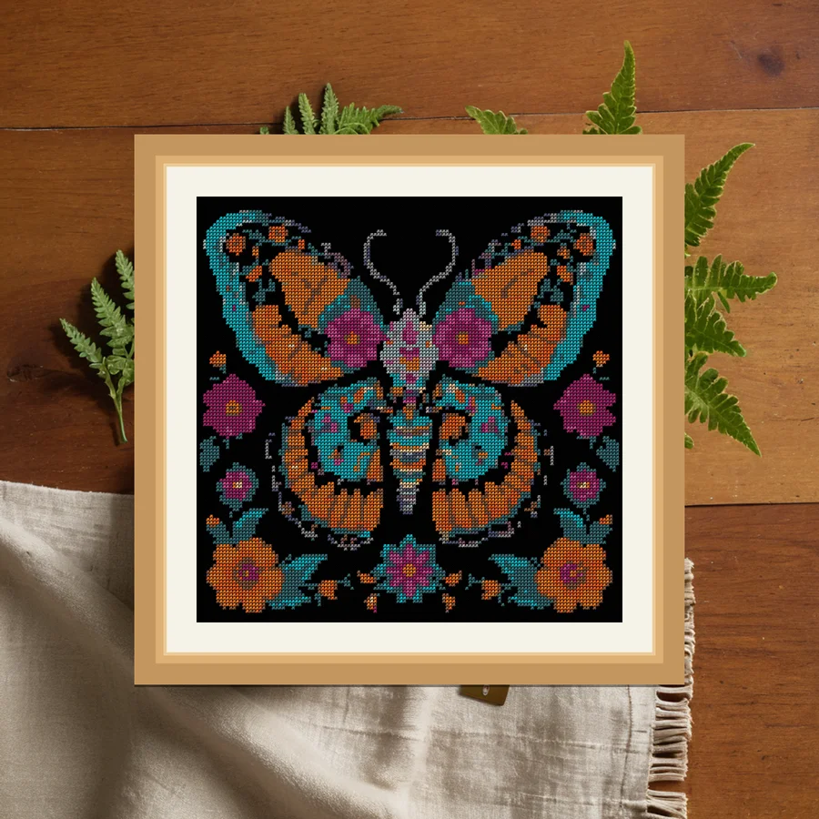 Sugar Skull Moth cross stitch pattern