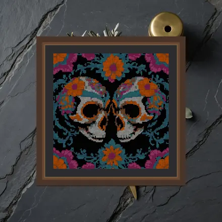 Sugar Skull Owl Pair cross stitch pattern