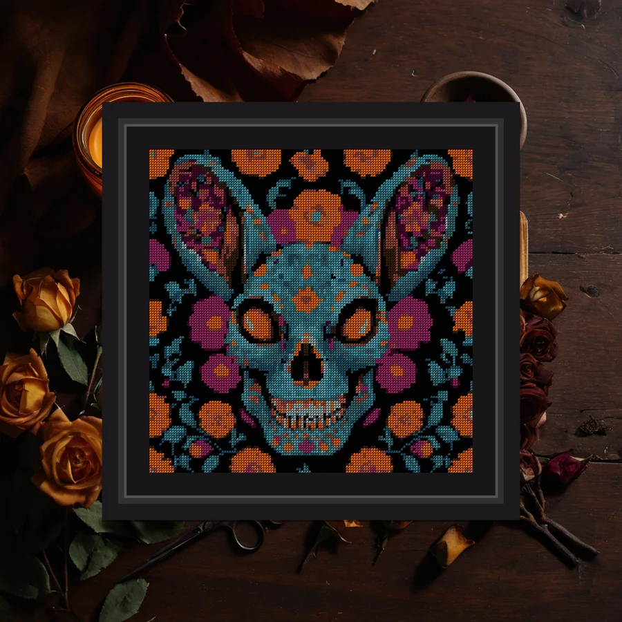 Sugar Skull Rabbit cross stitch pattern