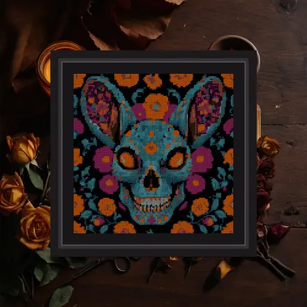 Sugar Skull Rabbit cross stitch pattern