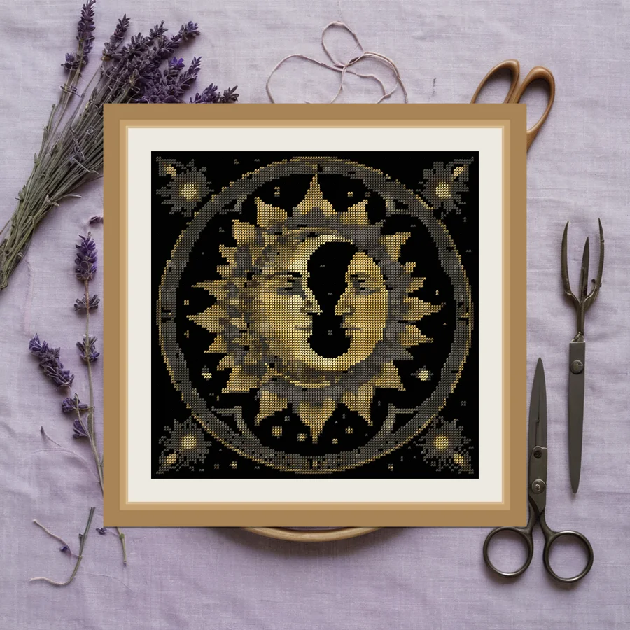 Sun And Crescent Twin cross stitch pattern